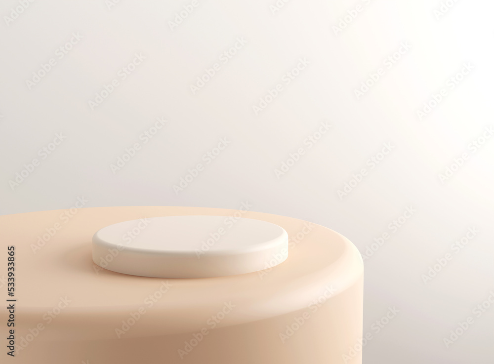 Poster empty cylinder podium on minimal background. abstract minimal scene with geometrical forms. design f