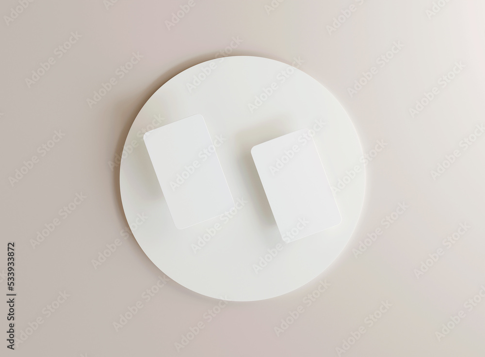 Poster 3d blank business cards with soft shadow. mockup scene. template for branding identity. 3d rendering