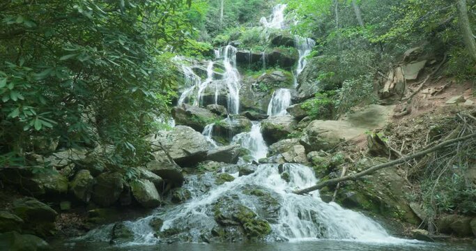 Closeup view of Catawba Falls in North Carolina, USA