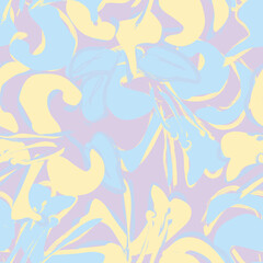 Naklejka premium Floral Brush strokes Seamless Pattern Design