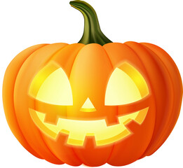 3D realistic halloween pumpkin lantern