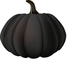 3D realistic dark black tone pumpkin