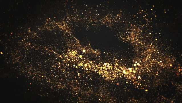 Golden glitter particles loop background