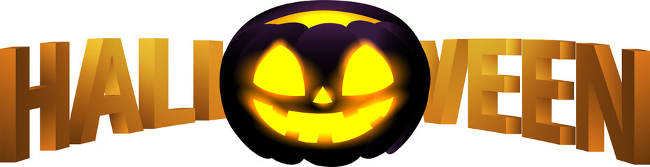 3D Jack o lantern and halloween text design