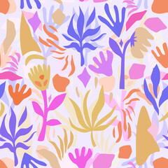 Abstract pattern. Floral seamless design on a pink background.