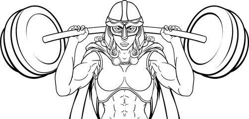 Warrior Woman Weightlifter Lifting Barbell