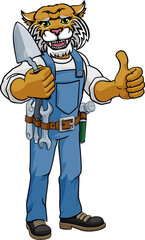 Wildcat Bricklayer Builder Holding Trowel Tool