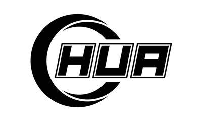 HUA three-letter circle logo design. custom font logo vector template | abstract logo | word mark logo | letter mark logo | business logo | minimalist logo | font logo |