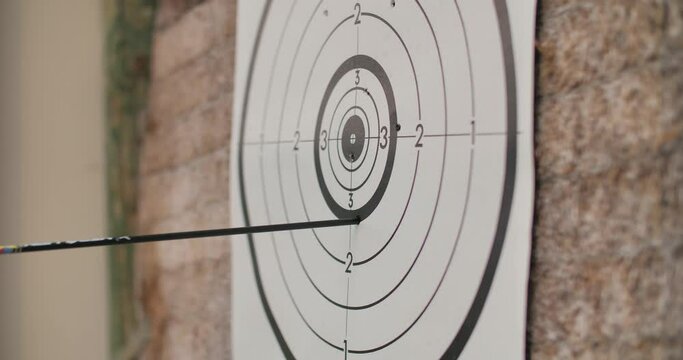 cible de tire &agrave; l'arc avec des des fl&eacute;che qui vienne transpercer la cible