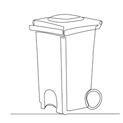 trashcan one line drawing, sketch, isolated vector