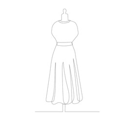 dress on mannequin one line drawing, sketch, isolated