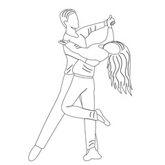 man and woman dancing sketch ,contour on white background isolated vector