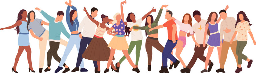 dancing disco people on white background, isolated vector