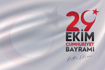 29 Ekim Cumhuriyet Bayrami kutlu olsun, Republic Day in Turkey. Translation: Happy 29 October Turkey Republic Day. Vector illustration, poster, celebration card, graphic, post and story design.