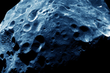 An asteroid in space, on a dark background. Elements of this image furnished by NASA