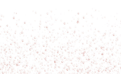 Underwater fizzing bubbles, soda or champagne carbonated drink, red sparkling water. Effervescent drink. Aquarium, sea, ocean bubbles vector illustration.