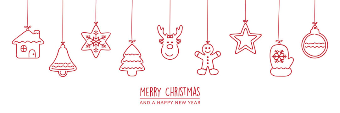 merry christmas card with white hanging decoration