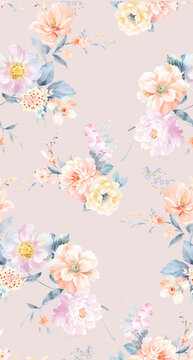 Classic Popular Flower Seamless pattern background.Perfect for wallpaper,  fabric design, wrapping paper, surface textures, digital paper. Stock  Illustration