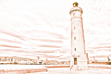 Illustration phare de Sète, phare Saint Louis dans l'Hérault Occitanie