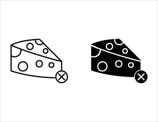 no cheese icon. outline icon and solid icon