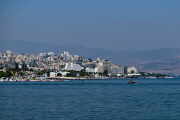 The town of Tiberias Israel as seen from the Sea of Galilee