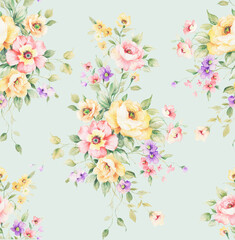 Obraz na płótnie Canvas Classic Popular Flower Seamless pattern background.Perfect for wallpaper, fabric design, wrapping paper, surface textures, digital paper. 