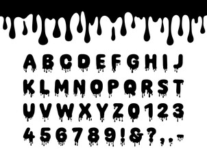 Dripping Font Halloween Alphabet Drip Letters Slime Numbers Liquid ABC