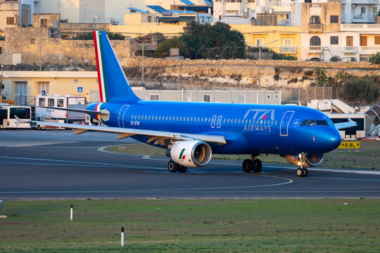 Luqa, Malta - September 27, 2022: ITA Airways Airbus A320-216 (Reg.: EI-DTN), one of few ex-Alitalia A320 in ITA colours.