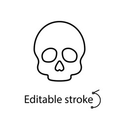 Skull outline icon. Happy halloween design. Zombie skeleton. Pirate item. Season holiday. Isolated vector illustration