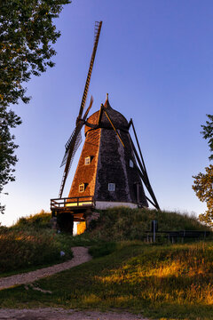 Karreb&aelig;k M&oslash;lle (Karrebaek Mill) at sunset, Karreb&aelig;ksminde,  Denmark
