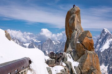 Climbers on the pinnacles near Mont Blanc, Chamonix, France