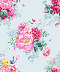 Classic Popular Flower Seamless pattern background.Perfect for wallpaper, fabric design, wrapping paper, surface textures, digital paper.
