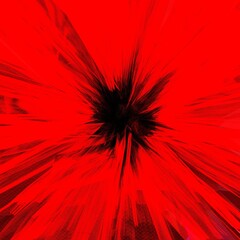 light flashed from the center. Red and black blackground. 3d render.