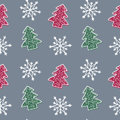 new year seamless pattern snowflake,christmas tree,star