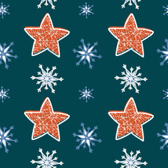 Fototapeta na wymiar new year seamless pattern snowflake,christmas tree,star