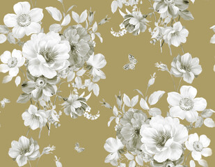 Classic Popular Flower Seamless pattern background.Perfect for wallpaper, fabric design, wrapping paper, surface textures, digital paper.
