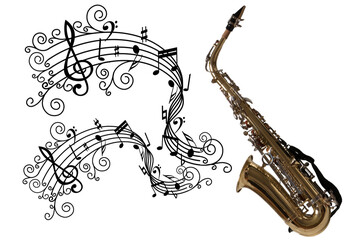 Fototapeta na wymiar The saxophone is an instrument with a tone somewhere between a brass instrument and a woodwind. The sax is a must in all types of music from jazz, to classical, to pop 