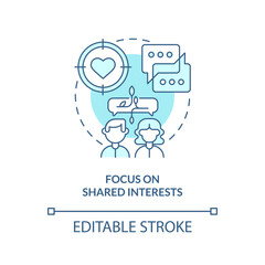 Focus on common interests blue concept icon. Relationship building. Strong connection abstract idea thin line illustration. Isolated outline drawing. Editable stroke. Arial, Myriad Pro-Bold fonts used