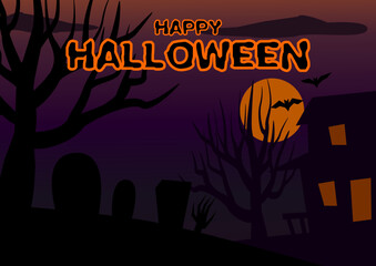 halloween background with graveyard