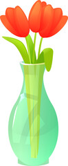 vase with Flowers flat cartoon