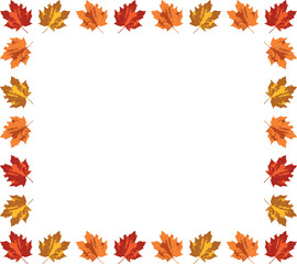 Naklejka na ściany i meble Autumn colored leaves. Vector autumnal frame.