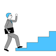 ステップアップするビジネスマンのイラスト（白背景・ベクター・切り抜き）