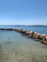 Beach with a crystal clear water located in Zadar, Croatia.