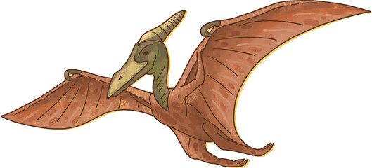 Pteranodon Spinosaurus Dinosaur. Illustration in vintage retro style. Print. PNG. © anna