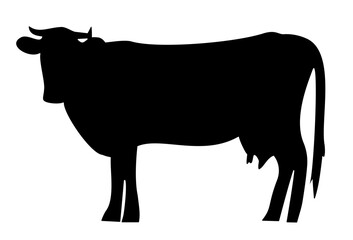 Silhouette of a standing cow, a pet