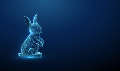 Obraz na płótnie Canvas Abstract blue rabbit. 2023 animal symbol of the year.