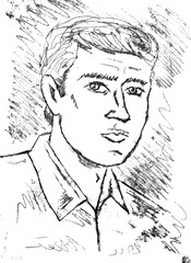 Illustration of an average man. Ink illustration. Vector EPS 10