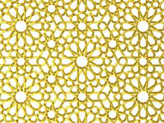 Shiny Golden Oriental Geometric 12 Fold Ornament - 3D Render - High Resolution PNG