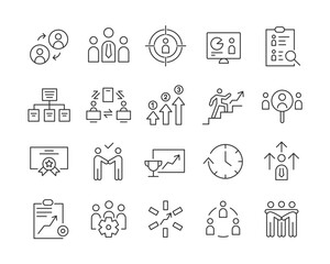 Fototapeta premium Business Management Icons - Vector Line. Editable Stroke.