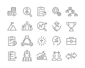 Business Management Icons - Vector Line. Editable Stroke.